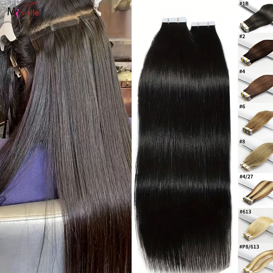 Invisible Tape In Extensions Real Hair - Extensiones de cabello con cinta adhesiva,