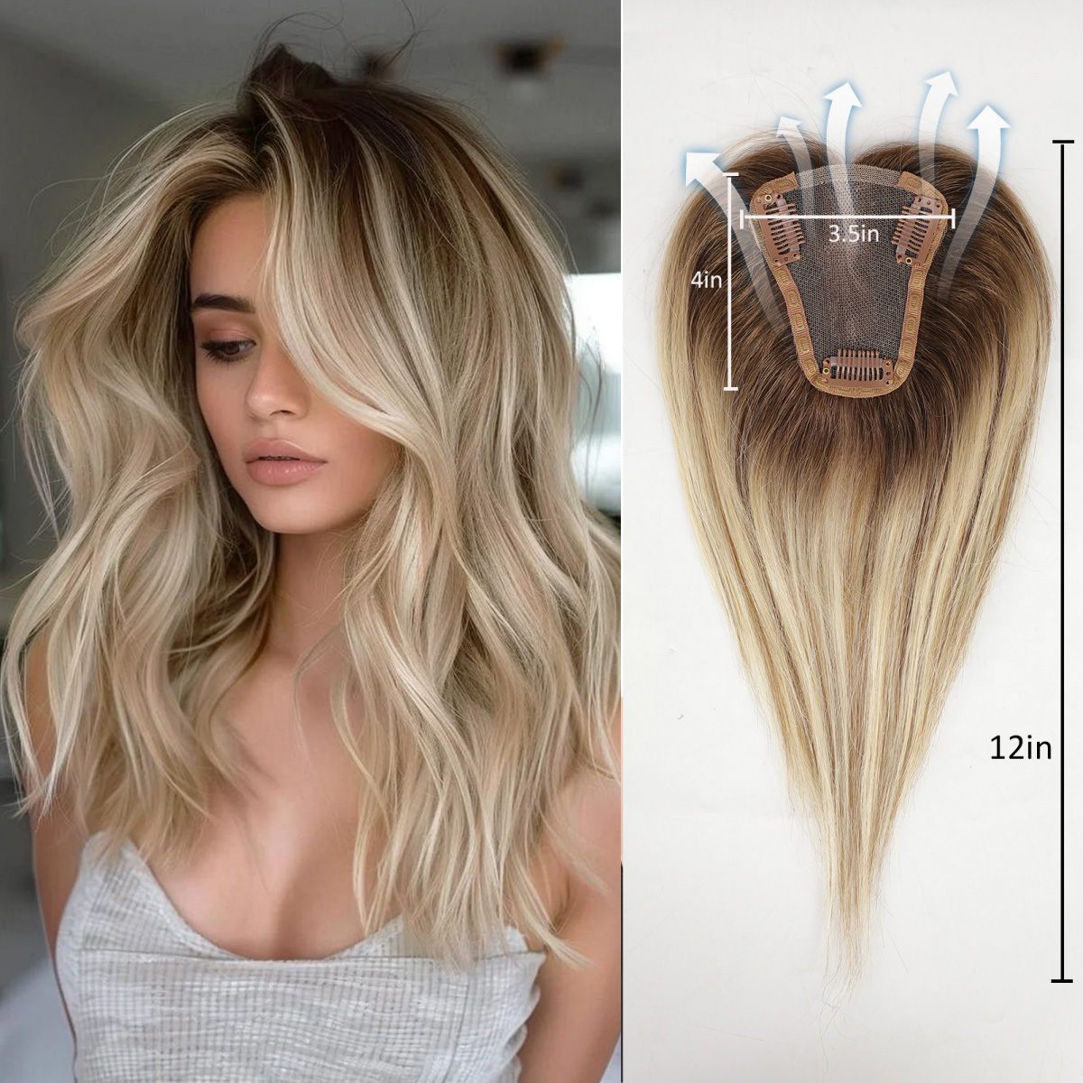 Seamless Clip In Hair Extensions Human Hair - 100% de cabello humano Remy ombré