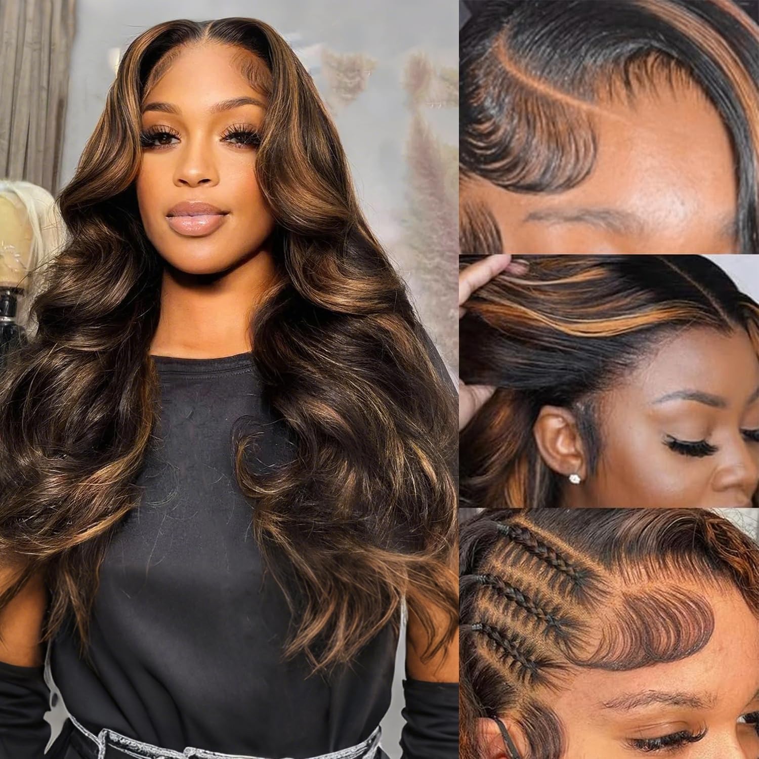 Lace Front Wigs - Peluca P1B/30 100% cabello humano sin