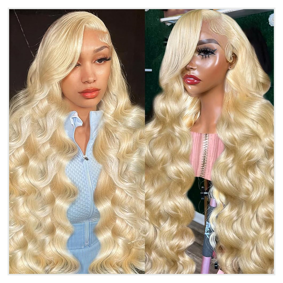 613 Blonde Body Wave Lace Front Wig - Peluca de cabello humano con encaje