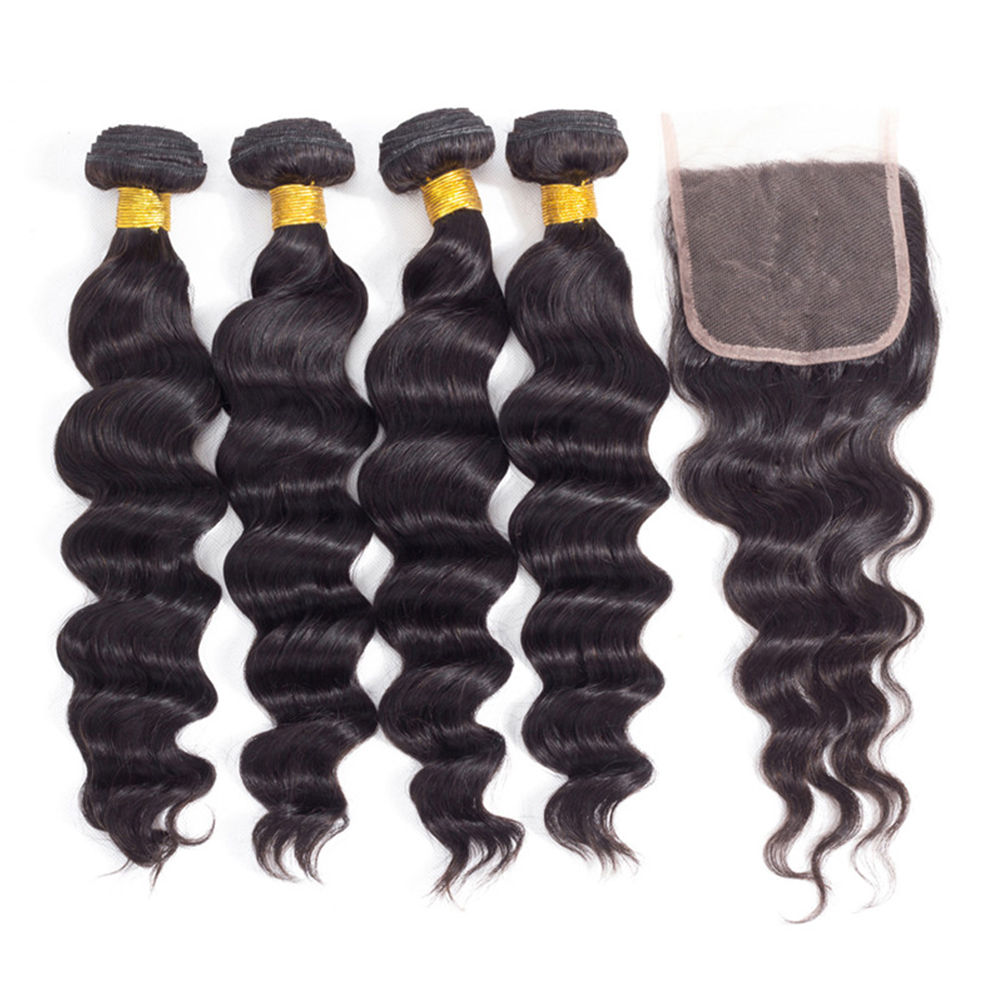 Extensiones de Cabello Humano  - Deep Wave 3 Bundles With Closure reseña y precio