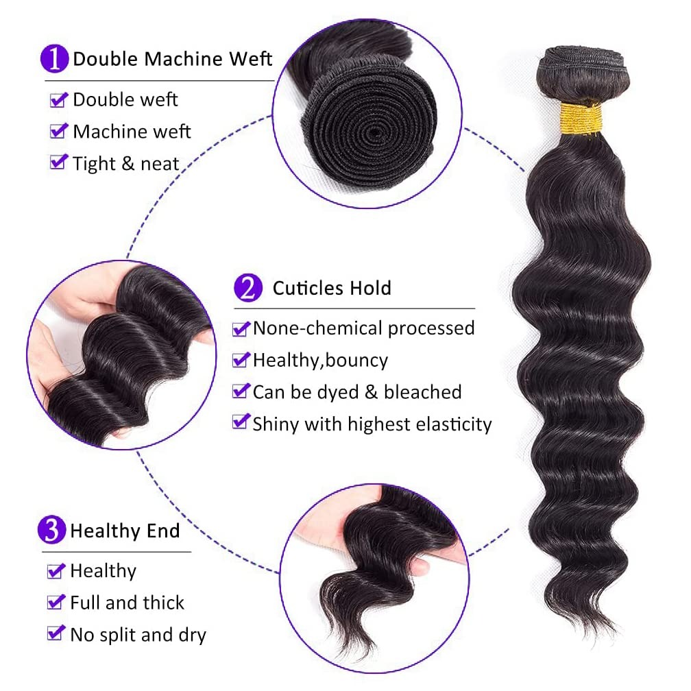 Extensiones de Cabello Humano  - Deep Wave 3 Bundles With Closure reseña y precio