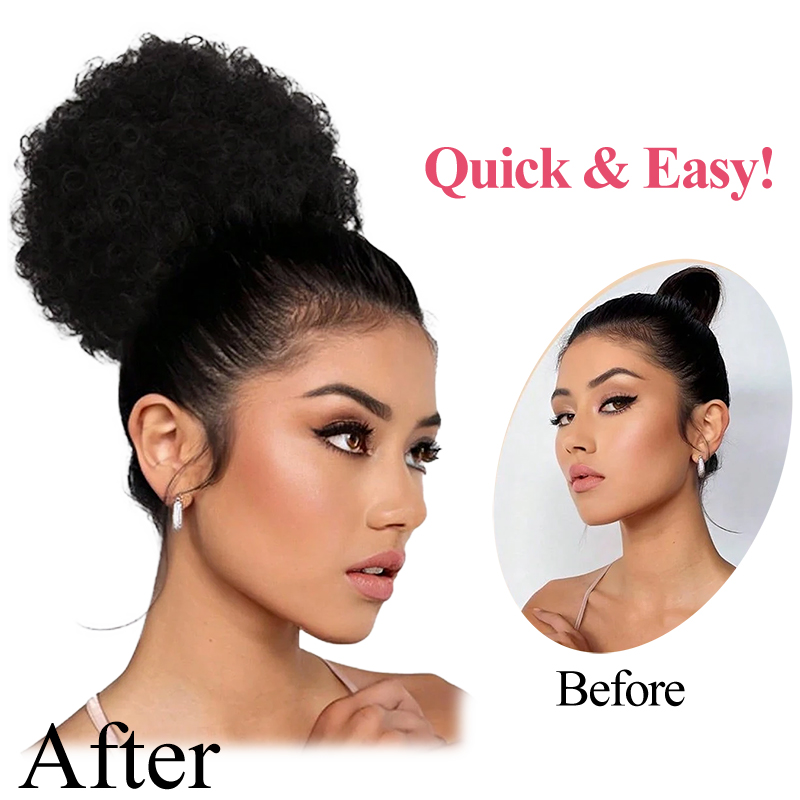 100% cabello humano 8 pulgadas - Drawstring Afro Curly Puff Ponytail reseña y precio