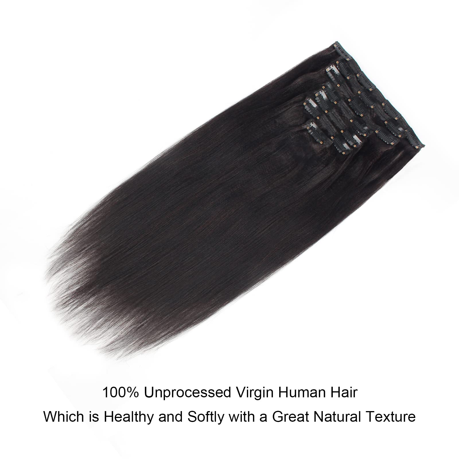 Clip recto Yaki en extensiones - Seamless Clip In Hair Extensions Human Hair reseña y precio