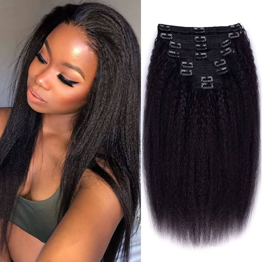 Clips rectos y rizados en exte - Seamless Clip In Hair Extensions Human Hair reseña y precio
