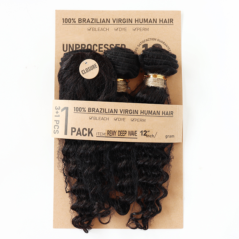 Extensiones de Cabello Humano  - Deep Wave 3 Bundles With Closure reseña y precio