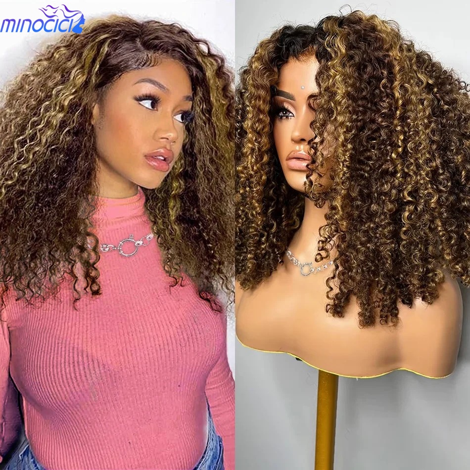 P4/27 Peluca corta con rizos y - Glueless Wear And Go Human Hair Wig reseña y precio