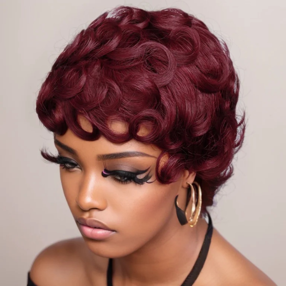 Peluca de corte Pixie 99J, pel - Short Pixie Cut Wig Human Hair Cheap reseña y precio