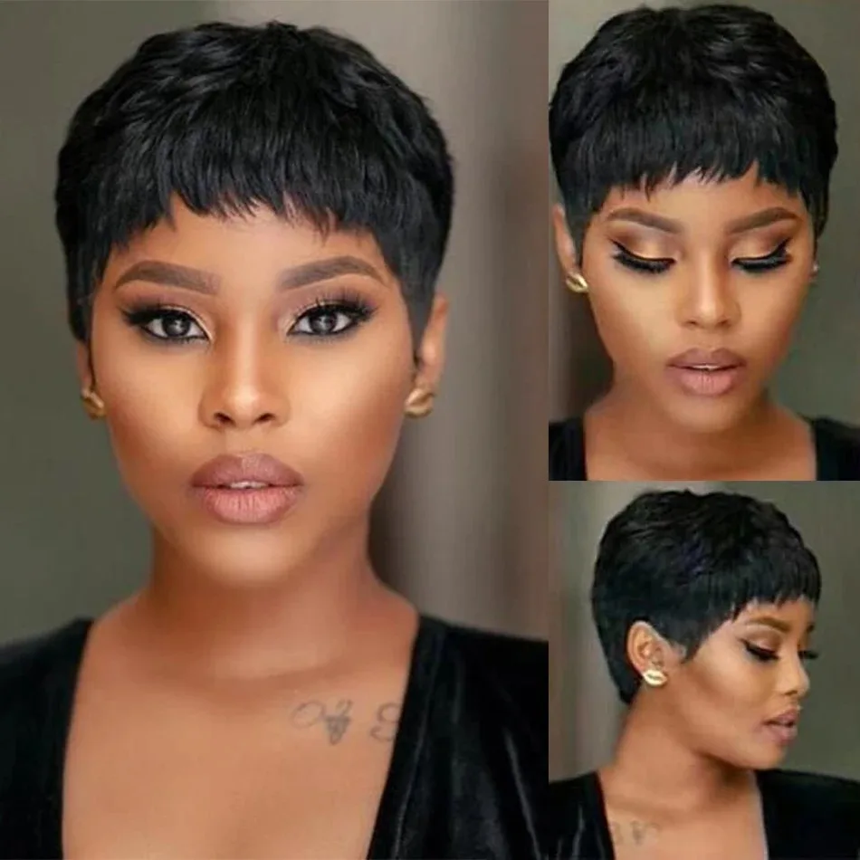Pelucas cortas de cabello huma - Short Pixie Cut Wig Human Hair Cheap reseña y precio