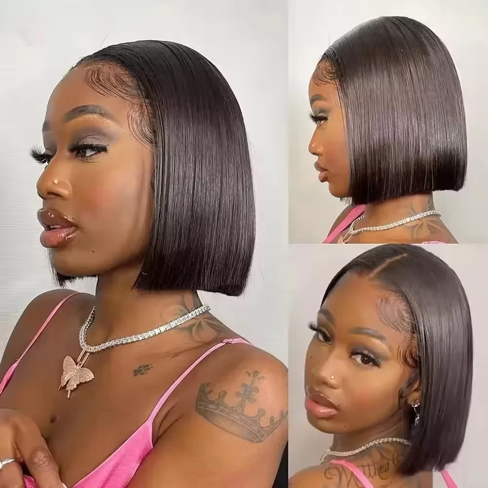 Peluca de cabello humano con f - Pre Parted 13X4 Lace Front Bob Wig reseña y precio